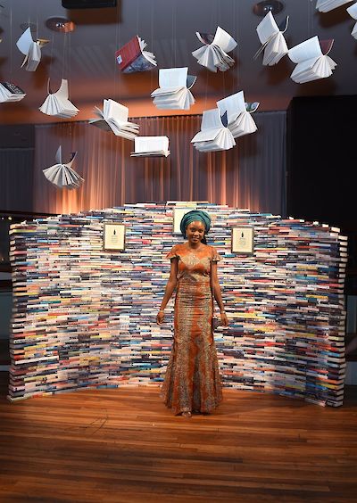 Stay With Me Baileys tweet - Ayobami with book wall